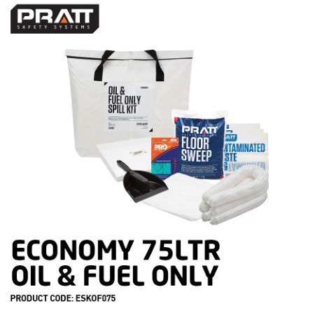 PRATT SPILL KIT ECONOMY 75LTR OIL & FUEL ONLY WHITE BAG 